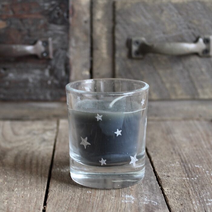 Kerze im Glas Sterne Schwarz Ø5,4×H.6,4cm