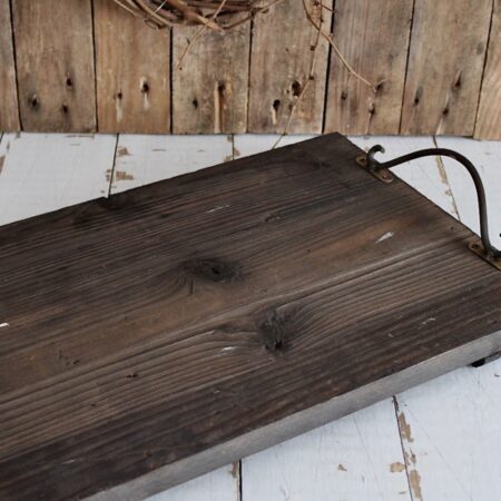 Tablett • 48×30×H.3cm Dunkelbraun Holz Eisen 2 Griffe