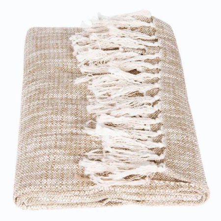 Plaid Sand Fransen Baumwolle Decke Clayre & Eef