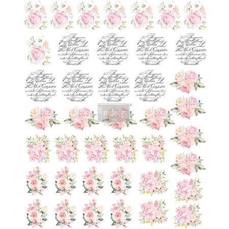 Transfer Papier Knopf filigrane Blumen Papier Kunststoff 21,5×26,5cm