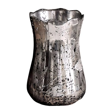 Vase • Ø10×15cm Antik Silber Glas
