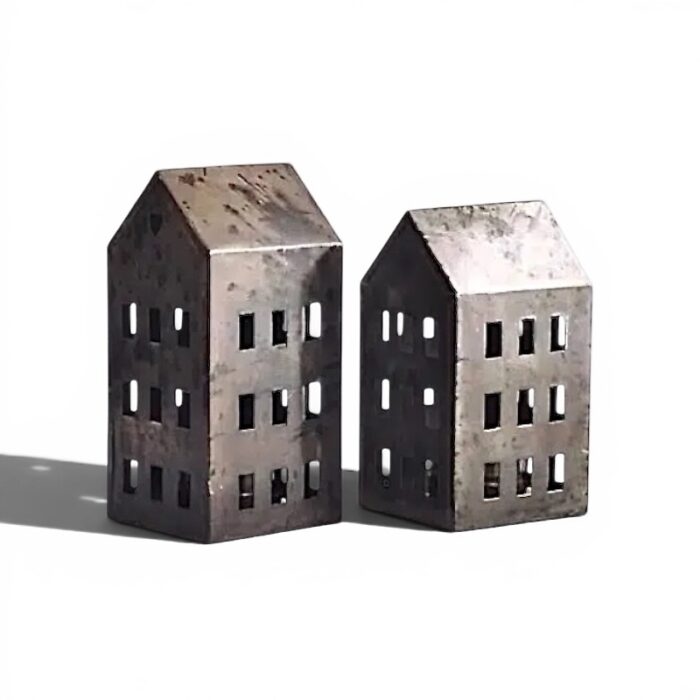 Laterne Haus alt Messing aus Metall für ein Teelicht