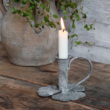 Kerzenständer Blätterfuss Eisen Zink Finish Grau Chic Antique