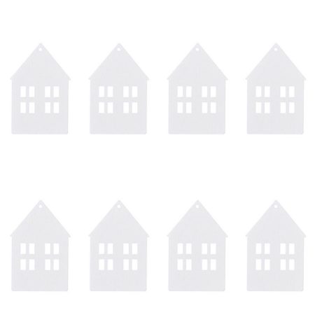 Anhänger “Haus” 6×4cm Weiß Holz Set/8