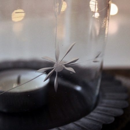 Laterne • Ø14×14cm Klar Grau Glas Metall