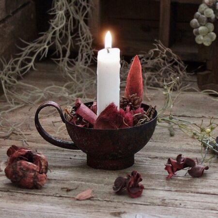 Kerzenständer Tasse Metall Braun Rot rund Kerzenhalter