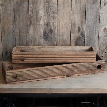 Holz-Kasten Rillen rustikal rechteckig Chic Antique