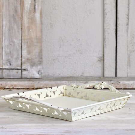 Chic Antique | Deko Tablett mit Ziergriffe | 29×22×H.5cm