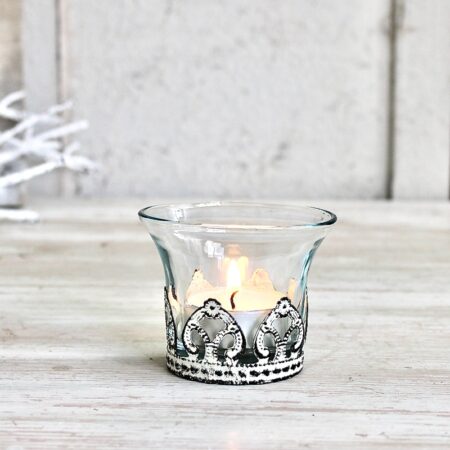 Chic Antique | TeelichtGlas mit Dekor | Ø7×H.5,5cm