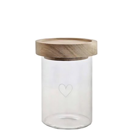Mini Vorratsglas mit Herz Glas rund Eulenschnitt