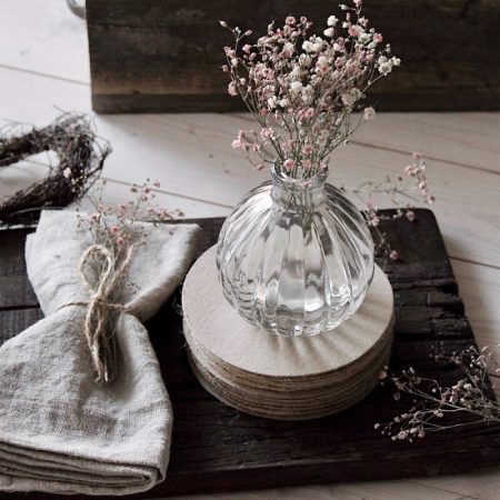 Vase • Ø8×10cm Klar Glas mit Rillen