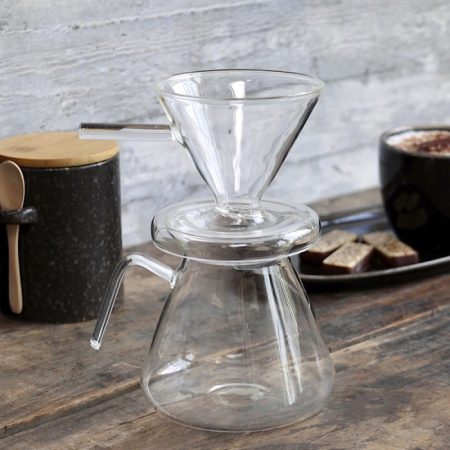 Kaffeekanne mit Filterhalter Glas rund Chic Antique