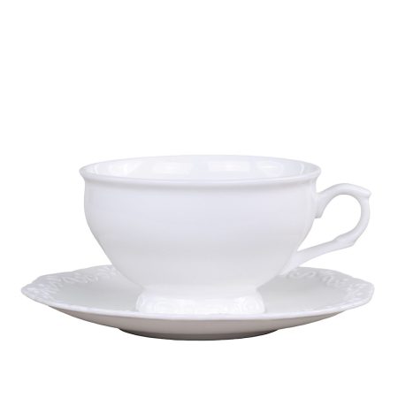 Teetasse mit Unterteller Provence Porzellan Weiß Chic Antique