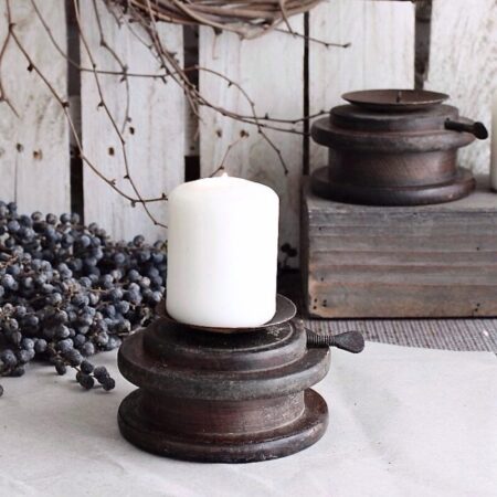 Kerzenständer “Alt Unika” Ø10×6,5cm Braun Holz Eisen