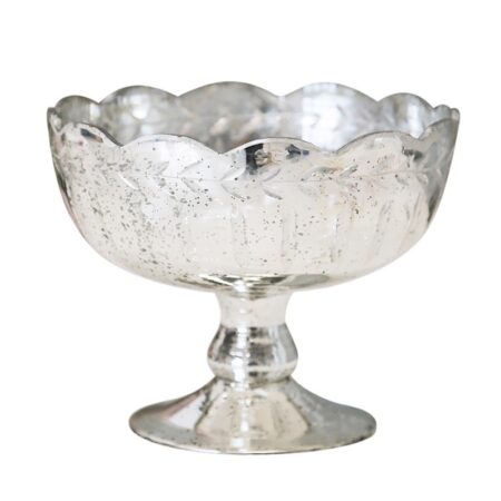 Aufsatz • Ø15×11,5cm Antik Silber Glas Schale