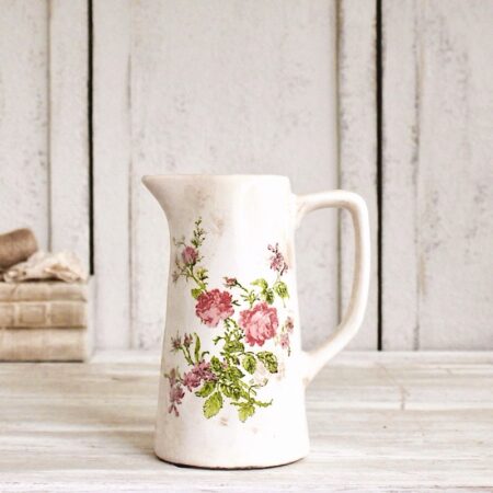 Clayre & Eef | Deko Krug Kanne Vase “Rosen“ | Ø10×H.19cm
