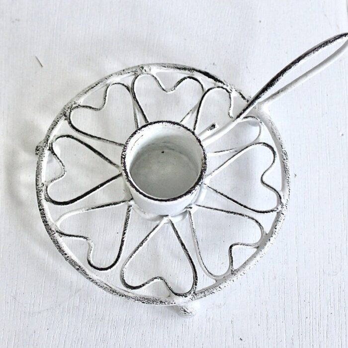 Kerzenhalter Filigran Kerzenständer aus Metall in Weiss Shabby Chic