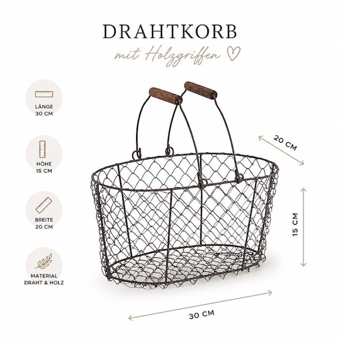 Drahtkorb mit Henkel oval Kleine Gelegenheiten