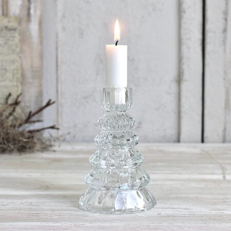 Glas-Kerzenständer für Stabkerzen “Tanne“ | Ø8,5×H.13cm
