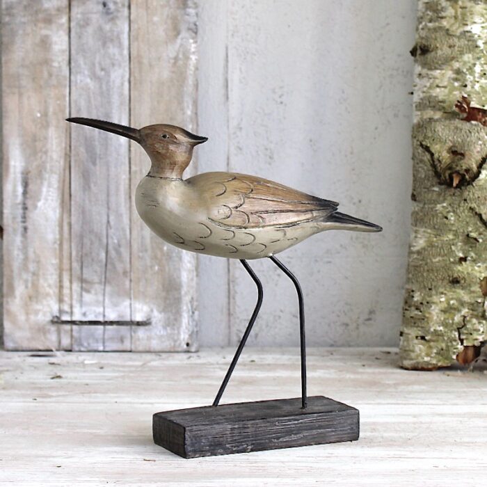 Deko Vogel Wiesenläufer in Holz-Optik auf Sockel | Kleine Gelegenheiten