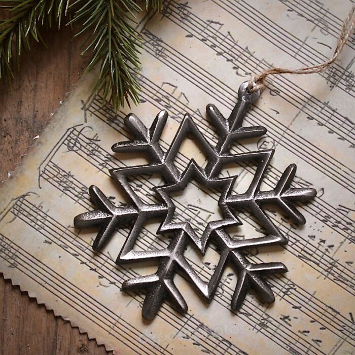Schneeflocke Aluminium Altgold Ø 11 cm Anhänger Weihnachtsdeko