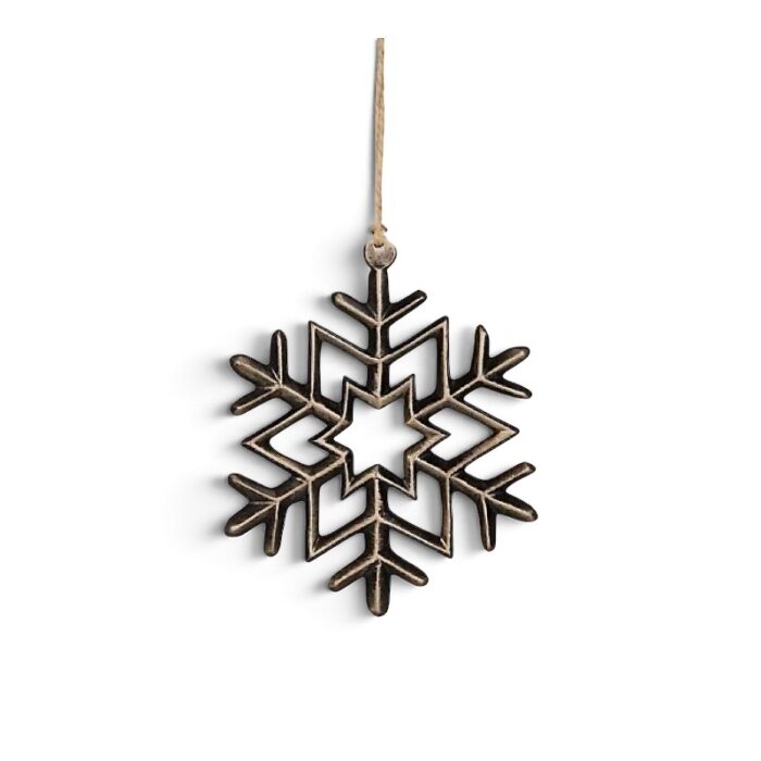 Schneeflocke Aluminium Altgold Ø 11 cm Anhänger Weihnachtsdeko